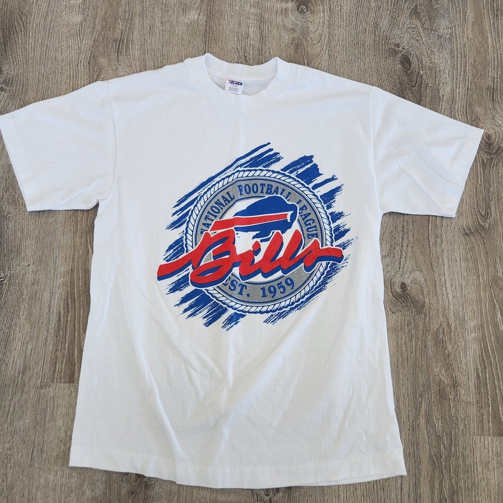Vintage 90s Buffalo Bills NFL Football Trench Single Stitch Shirt Mens Sze Large